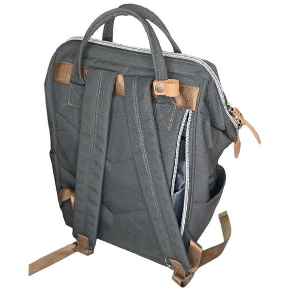 Himawari Gray Backpack Purse Wide Opening Canvas Travel Laptop BackpackStyle - Picture 5 of 16